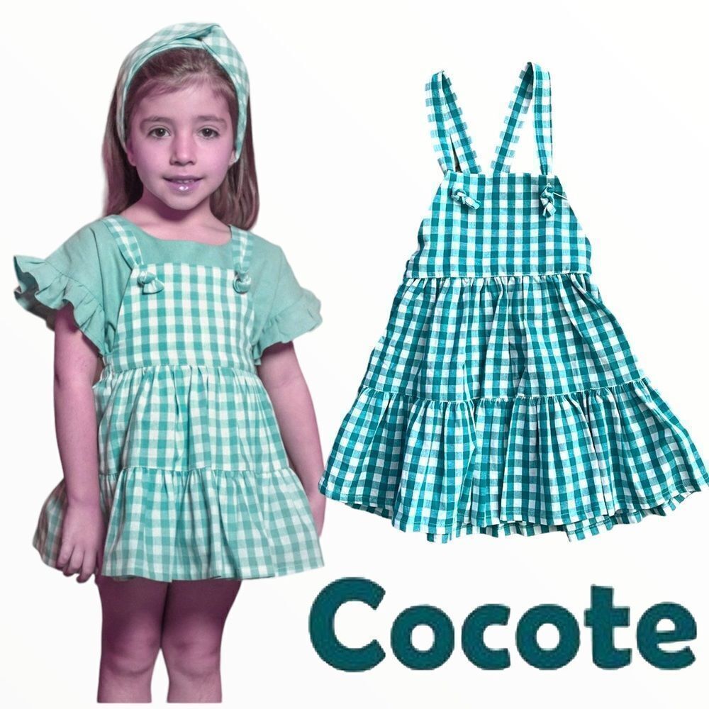COCOTE By Jose Varon | Turquoise | GINGHAM PINAFORE DRESS